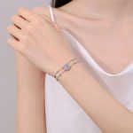 AZ983-S High Quality 1ct Emerald Cut Moissanite Diamond Jewelry 925 Sterling Silver Women Adjustable Bracelet For Party Daily Wear - Image 2