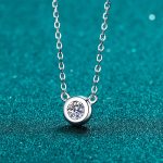 AZ160-X Lnngy 6.5mm Round Bezel Moissanite Pendant Necklace For Women 925 Sterling Silver Clavicle Chain Necklaces Jewelry Collare Mujer - Image 3