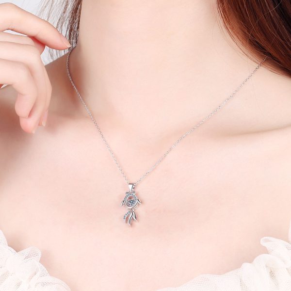 AZ203-X Platinum PT950 18K White Gold 0.3ct Moissanite Fish Necklace Pendant for Women Anniversary Gift Idea Jewelry - Image 2