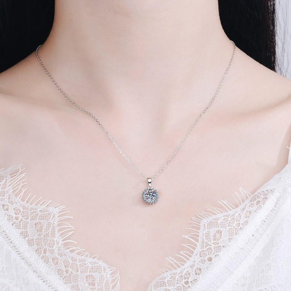 AZ276-X Designer Necklace for Women of PT950 Platinum with 0.5/1/2/3/5Ct Moissanite Diamond Shiny Pendant Fine Jewelry girl Gift daily - Image 2