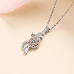 AZ372-X Birthday Gift 18K White Gold Necklaces for Women 0.5ct Moissanite Diamond Rose Flower Pendant Girlfriend Engagement Fine Jewelry - Image 3