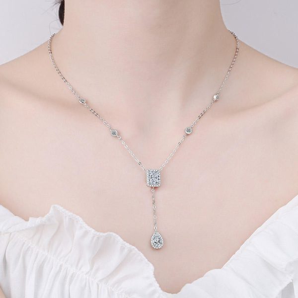 AZ389-X New 925 Sterling Silver Women Simulated Diamond Necklace Moissanite Pendant Necklace Wholesale Fine Jewelry Ins Style - Image 2