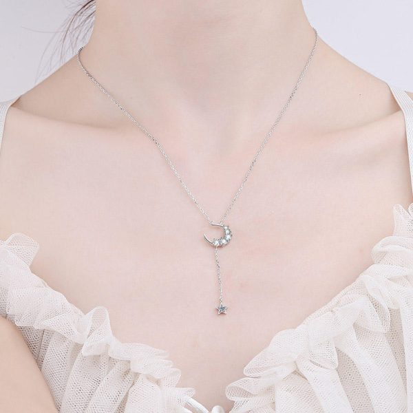 AZ436-X Platinum PT950 18K White Gold 0.4ct Moissanite Necklace Pendants for Women Jewelry Lightweight Comfort Fit - Image 2