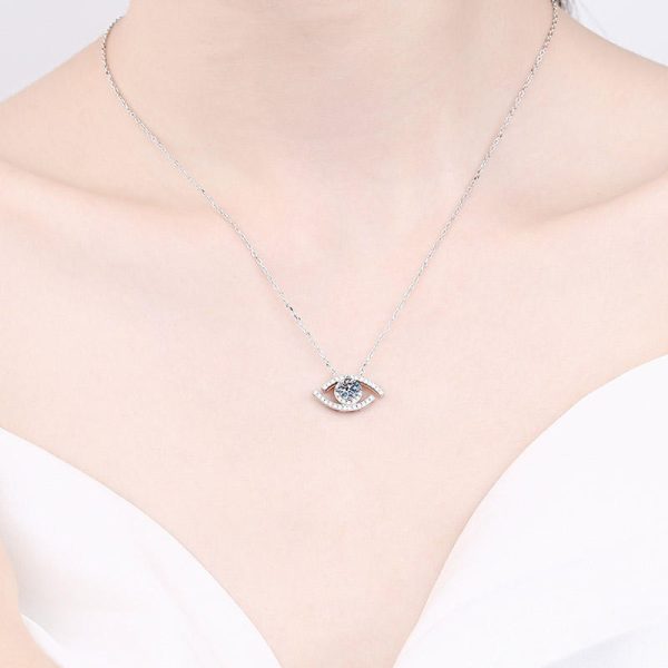 AZ469-X MoisaLuxe Official Store GRA Moissanite Sterling 925 Silver Pendant Necklace Clavicle Chain Evil's Eye Demon Jewelry Gift - Image 2