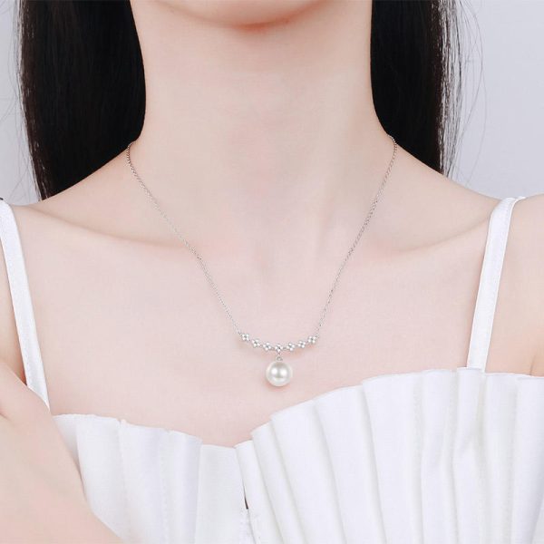 AZ474-X S925 Pure Silver Pearl Necklace Pendant Collarbone Chain Accessory - Image 2