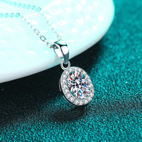 az653-x 18K White Gold Platinum PT950 1ct Moissanite Pendant for Women Fine Jewelry Art Deco Design - Image 2
