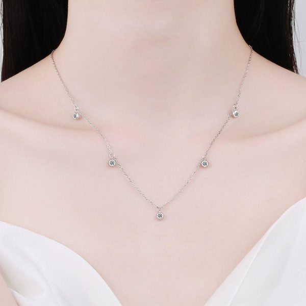 AZ690-X  Moissanite Necklaces for Women 0.5ct Round Lab Diamond GRA s925 Sterling Silver 18k Dainty Daily Necklace Jewelry Gift - Image 2