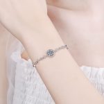 AZ209-S  1 Carat Real Moissanite Bracelet Star Moon Brilliant Charm Bangle 925 Solid Silver Hand Chain Jewelry Pass Diamond Tester - Image 2