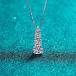 AZ719-X 1.8 Carat 3 Stone Blue Green White Color Moissanite Pendant Necklkace For Charm Lady With Certificate Silver 925 Jewelry Gift - Image 3