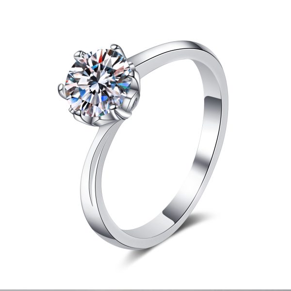 AZ148-J Never Fade Luxury Classic 18K White Gold Color Ring Solitaire 1 Carat Zirconia Diamant Wedding Band Women Jewelry Accessories