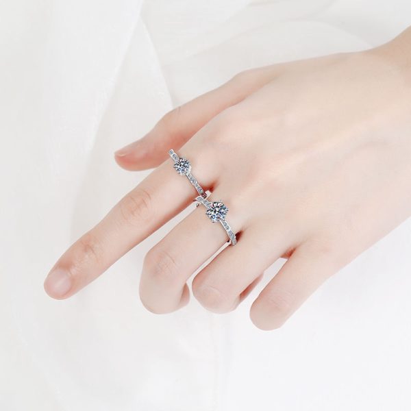 AZ156-J Fine Jewelry PT950 Platinum Rings for Women Engagement Moissanite Diamond 0.5/1/2Carat Girlfriend Birthday Gift Wedding Band - Image 2