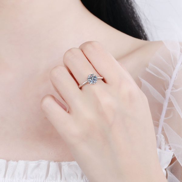 AZ207-J  2mm D Color Moissanite Ring s925 Sterling Sliver Plated 18k White Gold Eternity Band Wedding Engagement Rings For Women - Image 2