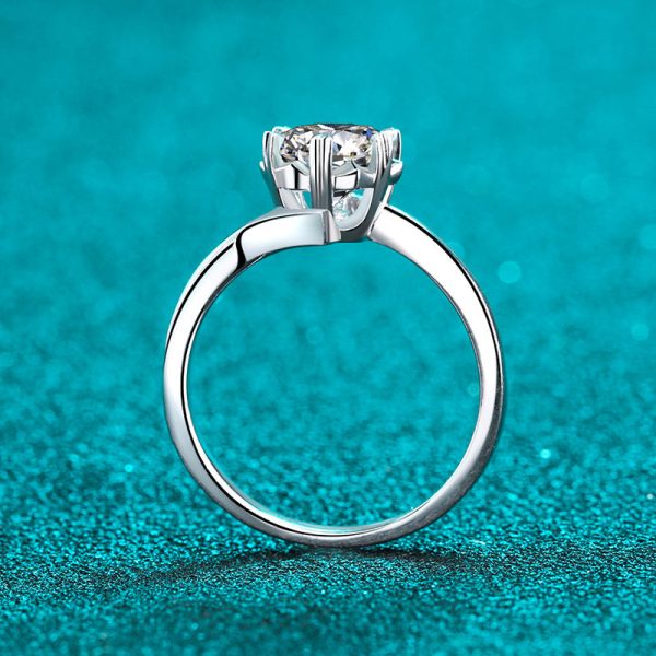 AZ208-J 925 Sterling Silver 1-2 Carat Moissanite Two Tone Flower Ring Temperament Fashion Lady Gorgeous Man Proposal Engagement Marriage - Image 4