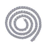 AZ755-X Rhodium Plated 4/3mm All Moissanite Tennis Necklace for Women Simulated Diamond Party Jewelry 925 Sterling Silver Pendant