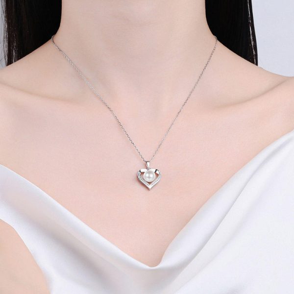 AZ767-X S925 Sterling Silver Natural 9mm Pearl Necklace Set with Moissanite Collar Chain Women - Image 2