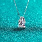 AZ805-X S925 Sterling Silver Simple Heart Square 2CT D-Color Moissanite Diamond Necklace Wedding for Women's Party Jewelry - Image 3