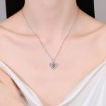 AZ868-X 18K White Gold Platinum Pt950 1 Carat Moissanite Necklace for Women Love Heart Pendant Luxury Collarbone Chain for Girlfriend - Image 2