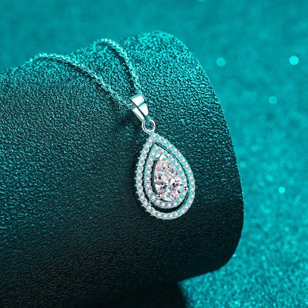 AZ869-X  1ct Pear Cut Moissanite Pendant Necklaces for Women Sterling Silver 925 with White Gold Plated Water Drop Necklace GRA - Image 5