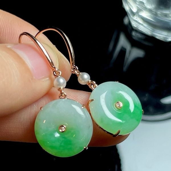 Green Natural Jade Donut Earrings Vintage Designer Luxury Amulet Stone Real Jewelry  Charm Fashion Accessories - Image 3