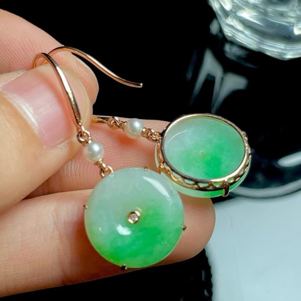 Green Natural Jade Donut Earrings Vintage Designer Luxury Amulet Stone Real Jewelry  Charm Fashion Accessories - Image 4