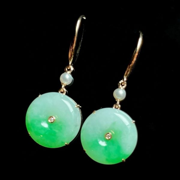 Green Natural Jade Donut Earrings Vintage Designer Luxury Amulet Stone Real Jewelry  Charm Fashion Accessories