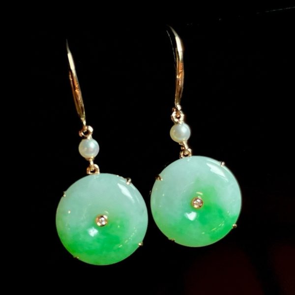 Green Natural Jade Donut Earrings Vintage Designer Luxury Amulet Stone Real Jewelry  Charm Fashion Accessories - Image 2