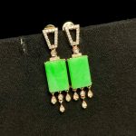 Inlaid Natural Emerald A Goods Jade Ink Jade Tassel Earrings Jade Fashion Women's High-End Earrings Fashion Jewelry - Image 2