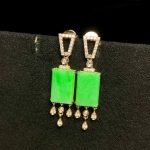 Inlaid Natural Emerald A Goods Jade Ink Jade Tassel Earrings Jade Fashion Women's High-End Earrings Fashion Jewelry