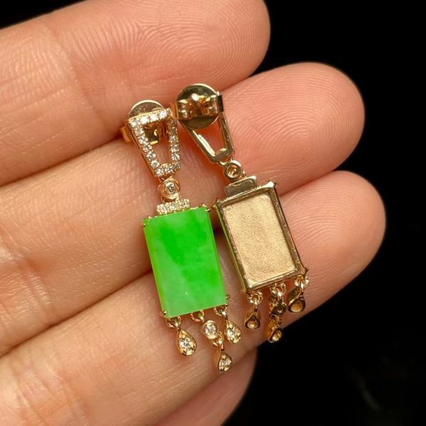 Inlaid Natural Emerald A Goods Jade Ink Jade Tassel Earrings Jade Fashion Women's High-End Earrings Fashion Jewelry - Image 4