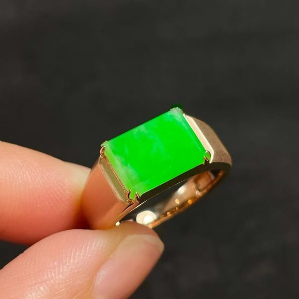 Huge New Fancy Men's Ring Hetian Jade Jasper Set Spinach Green Stone Versatile Charm Jewelry Fashionable Retro Personality Gift