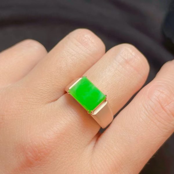 Huge New Fancy Men's Ring Hetian Jade Jasper Set Spinach Green Stone Versatile Charm Jewelry Fashionable Retro Personality Gift - Image 2