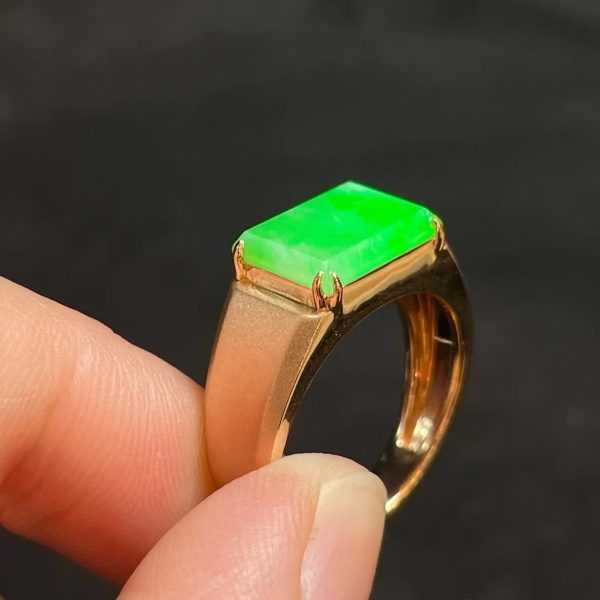 Huge New Fancy Men's Ring Hetian Jade Jasper Set Spinach Green Stone Versatile Charm Jewelry Fashionable Retro Personality Gift - Image 5