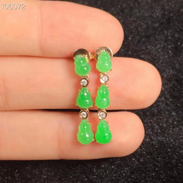new Chinese style earrings luxury jewelry wedding dinner party long earrings flower gourd green  jewelry gift female - Image 3