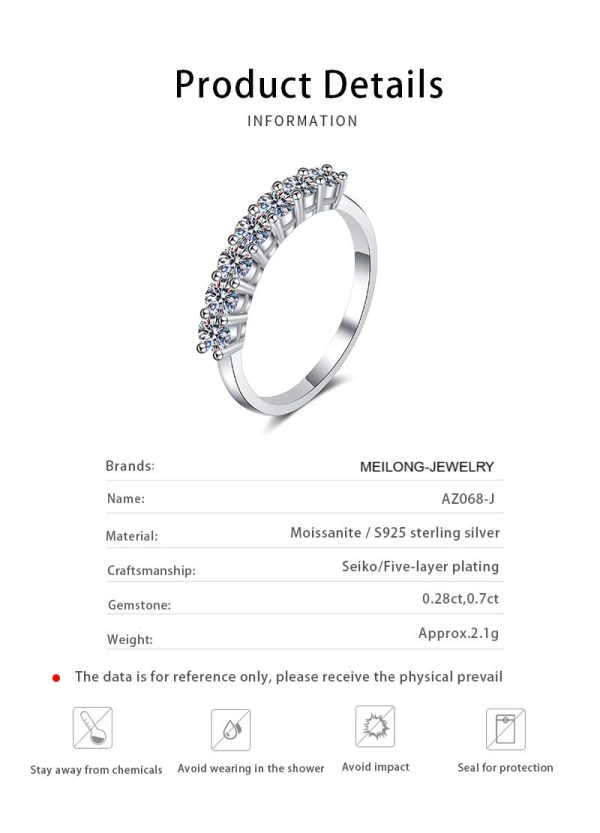 AZ068-J  D Color Moissanite S925 Sterling Silver Solitaire Ring with GRA Trendy Fine Jewelry Women Bridal Engagement Wedding Gift - Image 6