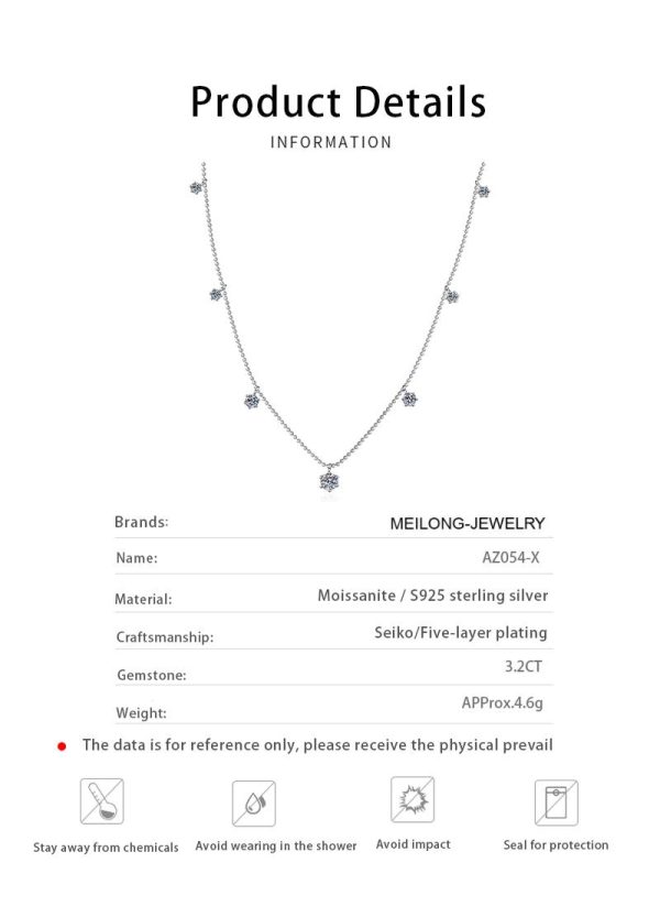 AZ054-X Fashion Trendy Luxury Fine Classic 3,2 Ct Moissanite Babysbreath Necklace For Women 925 Silver Party Charm Jewelry - Image 6