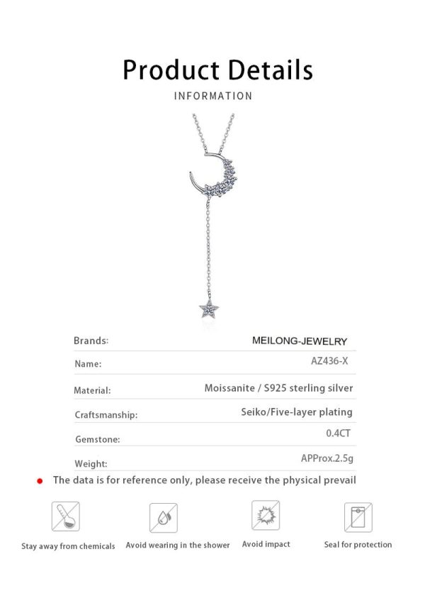 AZ436-X Platinum PT950 18K White Gold 0.4ct Moissanite Necklace Pendants for Women Jewelry Lightweight Comfort Fit - Image 6