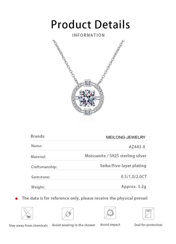AZ443-X Designer Platinum Pt950 Necklace for Women Simple 1/2CT Moissanite Diamond Luxury Pendant Brilliant Birthday Gift Fine Jewelry - Image 6