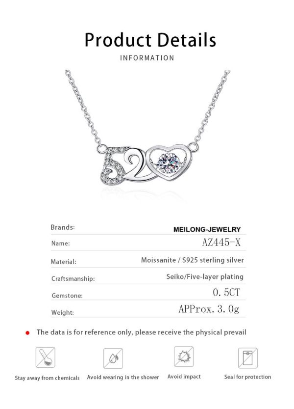AZ445-X 18K White Gold Platinum PT950 0.5ct Moissanite Pendant Necklaces for Women Signature Twisted Chain Fine Jewelry - Image 6