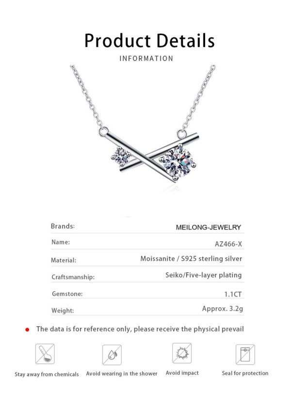 AZ466-X Fashion Luxury Trendy Classic Fresh Moissanite Simple Cross Necklace For Women Girl 925 Silver Party Charm Jewelry - Image 6