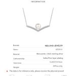 AZ503-X Designer V Shaped PT950 Platinum Women's Necklace Moissanite Diamond Flawless Natural Freshwater Pearl Pendant for Birthday Gift - Image 6