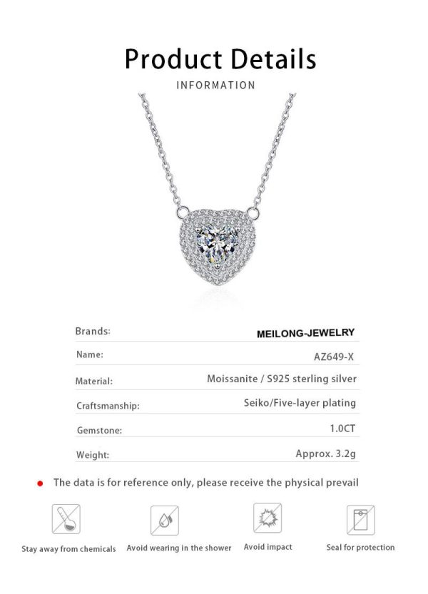AZ649-X 18K White Gold Platinum PT950 1ct Moissanite Pendant for Women Necklace Semi-Customizable Design Jewelry - Image 6