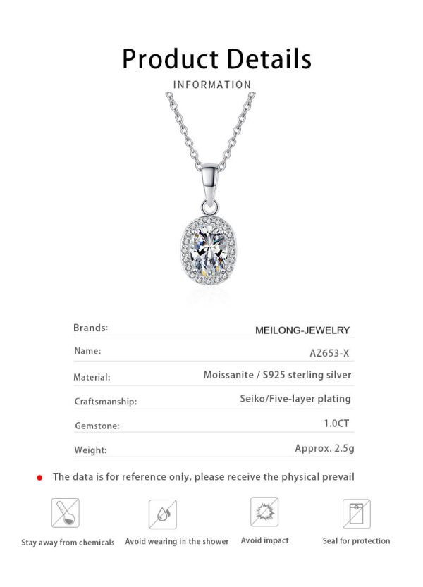 az653-x 18K White Gold Platinum PT950 1ct Moissanite Pendant for Women Fine Jewelry Art Deco Design - Image 7