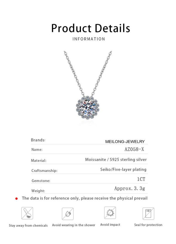 AZ058-X Fashion Trendy Luxury Classic Moissanite Diamond-set Moon Star Necklace Women 925 Silver Party Charms Jewelry Gift - Image 6
