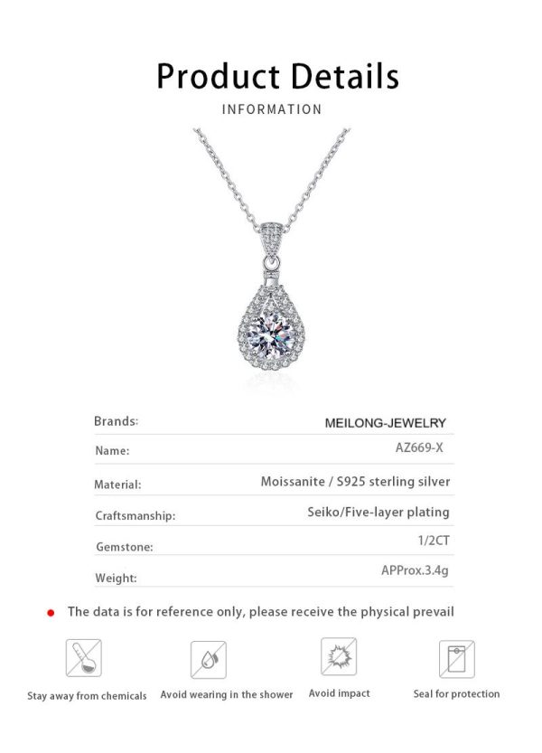 AZ669-X Fashion Trendy Luxury Classic Moissanite Diamond-set Waterdrop Necklace Women 925 Silver Party Charms Jewelry Gift - Image 6