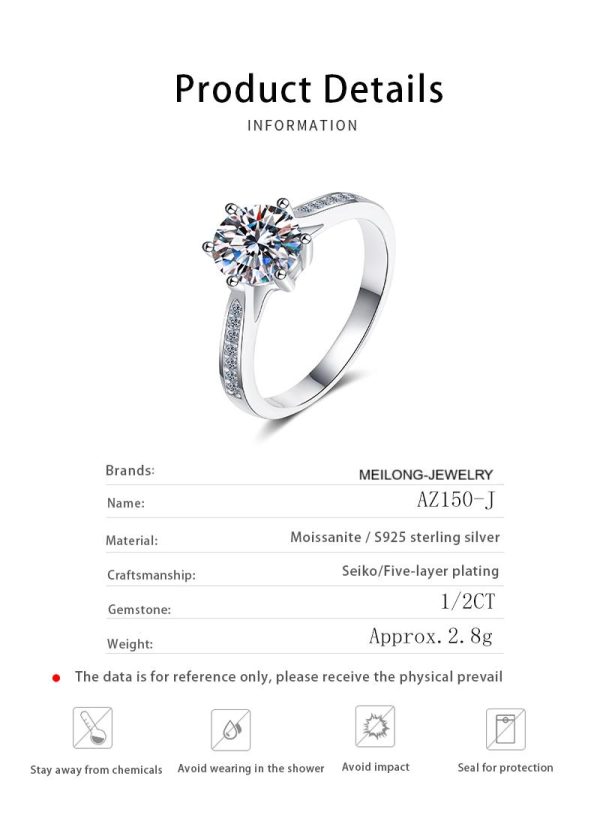 AZ150-J 2024 New Snake Ring Women's Zirconia Open Top Six-Pronged 1~2Carat Ring Fashionable Jewelry Accessory - Image 6