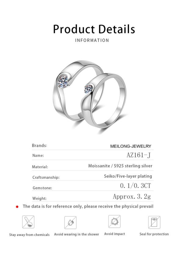 AZ161-J 925 Sterling Silver Ring Heart Open adjustable Engagement For Women Wedding Fashion Jewelry Party Gifts - Image 6
