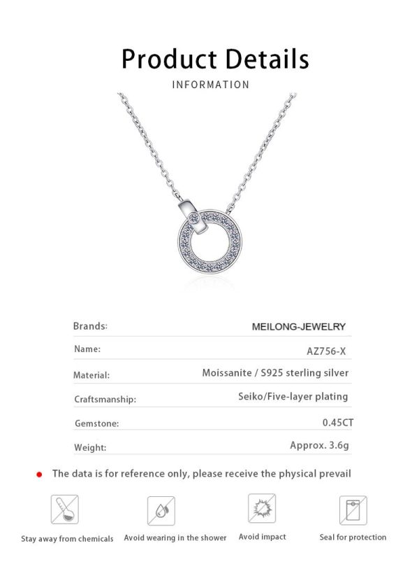 AZ756-X 18K White Gold Platinum PT950 0.45ct Moissanite Pendant for Women High Polished Fine Jewelry - Image 6