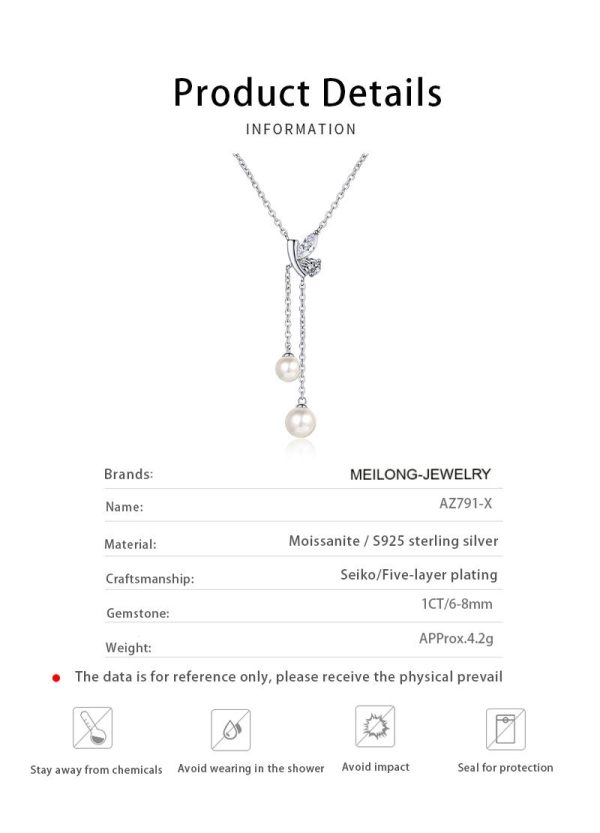AZ791-X Lefei Fashion Luxury Classic Moissanite Diamond-set Pearl Tassel Butterfly Necklaces Women 925 Silver Party Jewelry Gift - Image 6