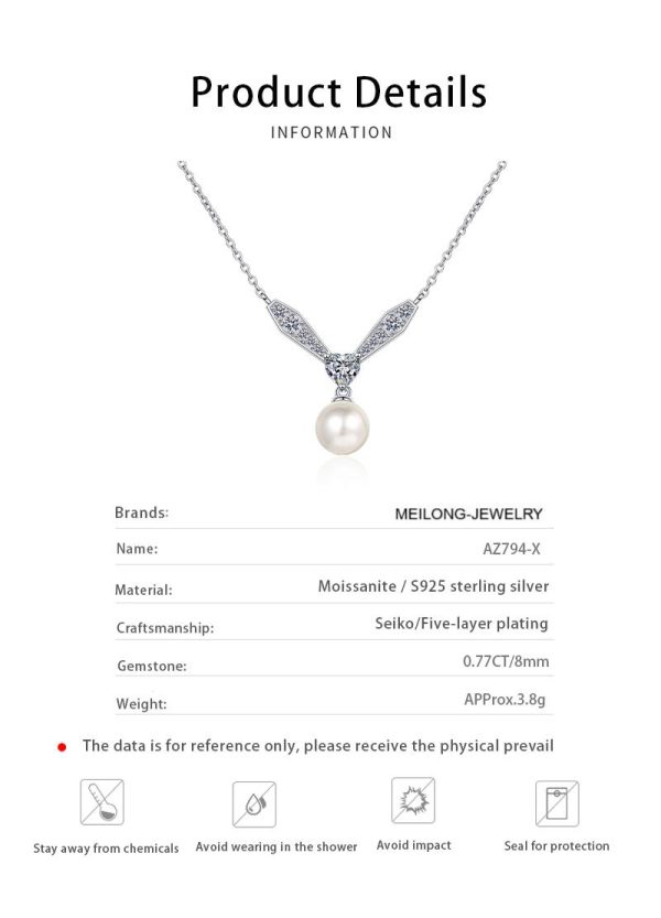 AZ794-X Fashion Luxury Classic Moissanite Diamond-set Pearl Letter V Windmill Necklace Women 925 Silver Party Jewelry Gift - Image 6