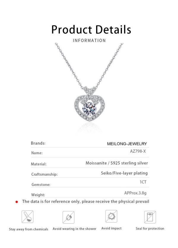 AZ798-X Fashion Trend Luxury Classic Moissanite Diamond-set Lock Heart Necklace Women 925 Silver Party Charms Jewelry Gift - Image 6